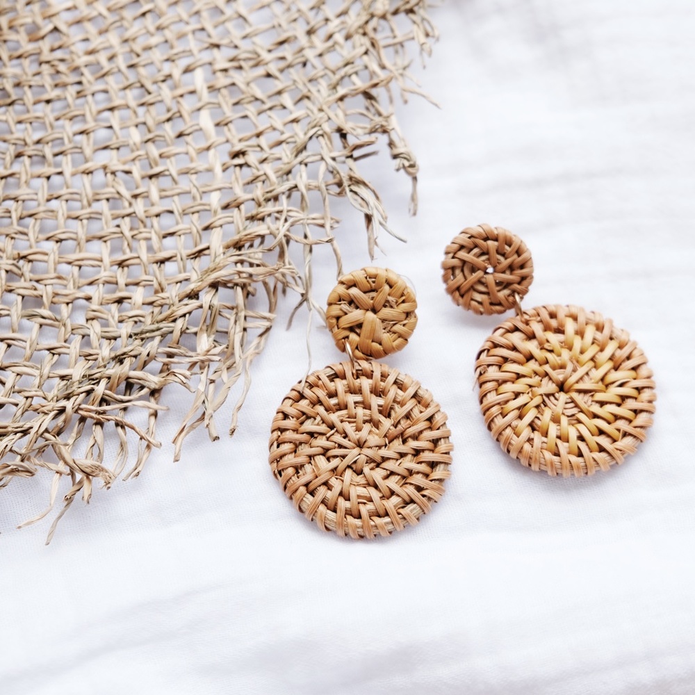 "Ashley" Rattan Earrings - Picture 4 of 5